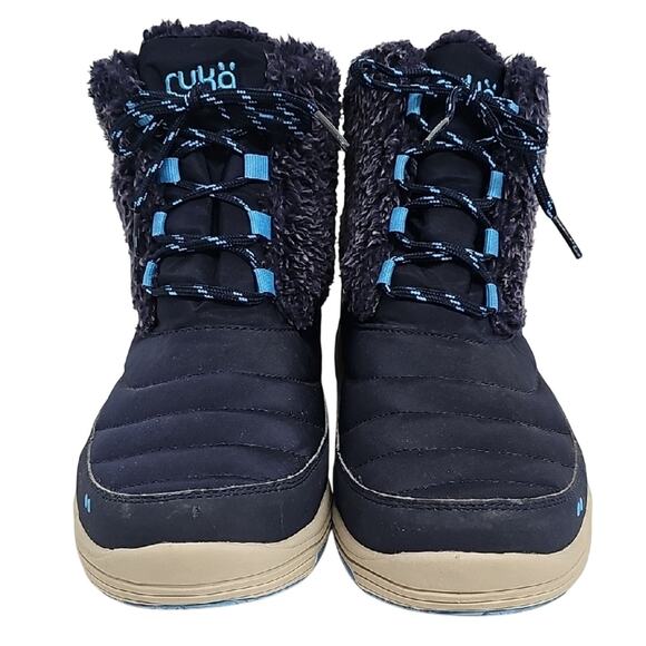 Ryka Addison Women's Navy Blue and Light Blue Water Resistant Cozy Boots Size 10 - Picture 2 of 9